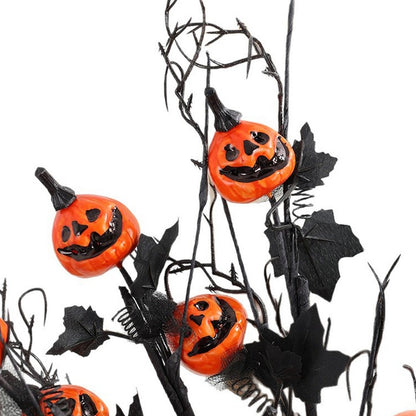 1PC Halloween Grimace Pumpkin Black Maple Horror Artificial Pumpkin Bouquet Autumn Home Ornaments Halloween Party Decorations