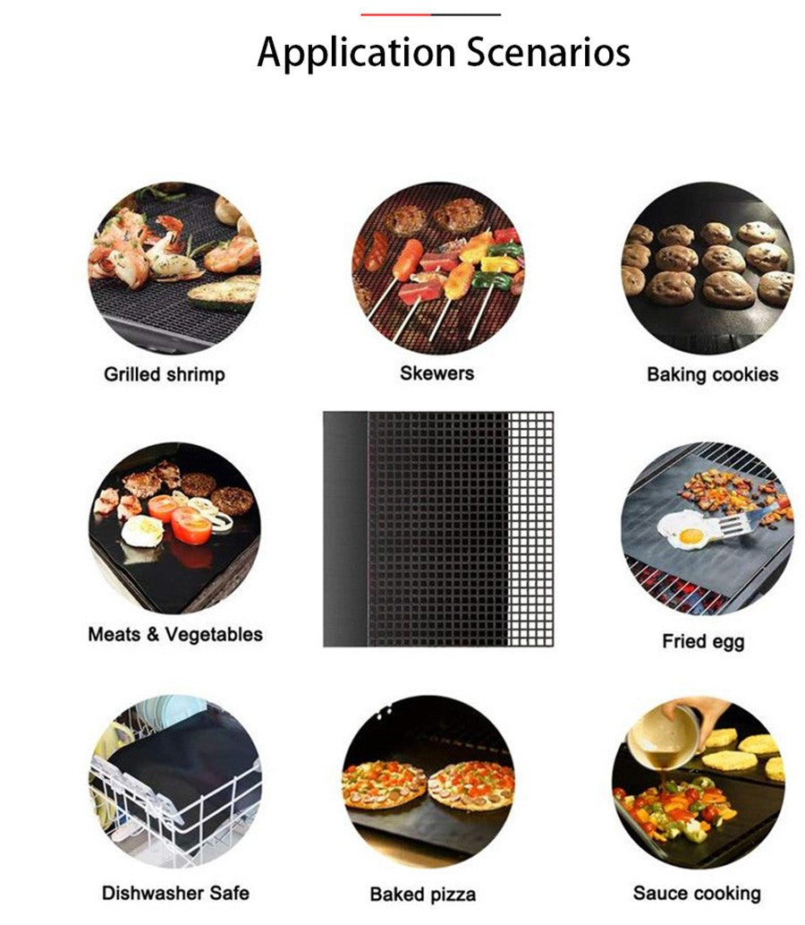 50PCS Non-Stick High Temperature Resistant BBQ Grid Pad Barbecue Mesh Reusable Easily Cleaned Cooking Pads Baking Grill Tool