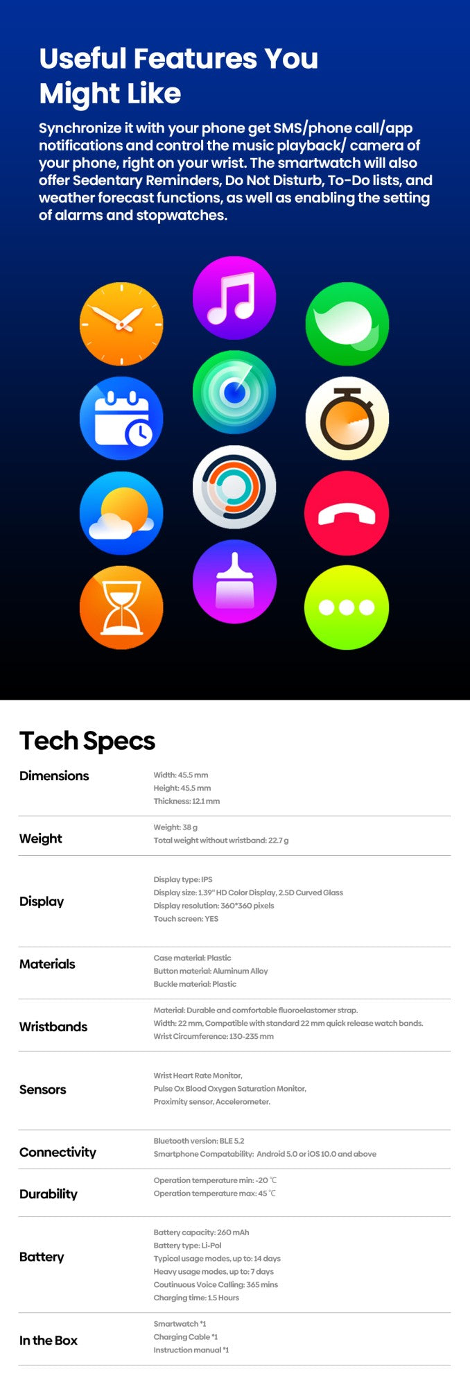 New Zeblaze Btalk 3 Plus Voice Calling Smartwatch 1.39'' Large HD Color Display Health Monitoring Sports Smart Watch