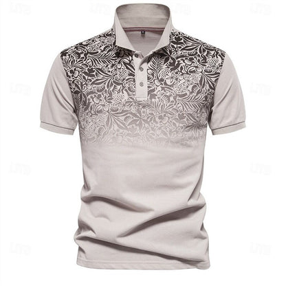 Fashionable men's button up collar shirt casual summer polo shirt short sleeved collar men's street men's golf top