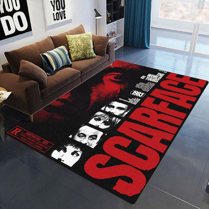 Retro S-Scarface Themed NonSlip Carpet for Living Room Sofa Decor Modern Rug Floor Mat for Men Bedroom Durable Area Rugs