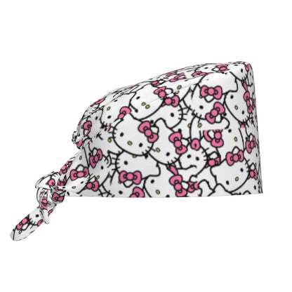 Custom Hello Kitty Medical Staff Scrubs Hat Women Men Cartoon Chara For Chef Hat Scrub Caps