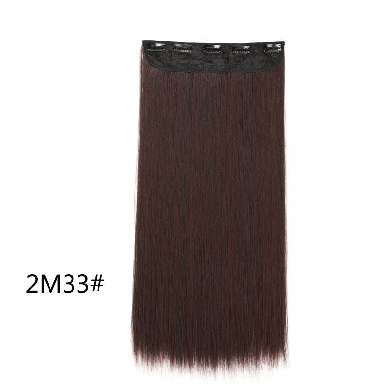 Alongamento de Cabelo Sintético Invisible Hair Extensions com 5 Clipes, 60cm, Liso, Resistente ao Calor, para Mulheres