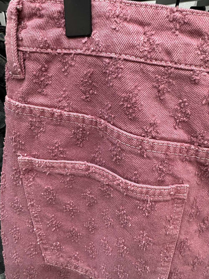New Summer Men Distressed Short Jeans Vintage Jacquard Straight Leg Men's Denim Shorts Pants