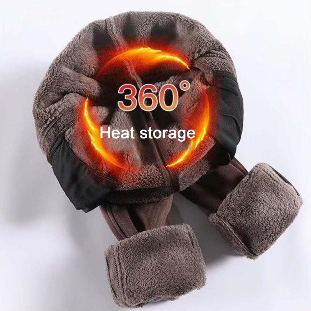 Women Autumn Winter Warm Sweatpants High Waist Drawstring Pockets Solid Color Casual Trousers Fleece Lining Thick Harem Pants