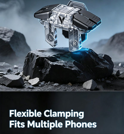 NEW Six Fingers Linkage Gamepad Mobile PUBG Game Trigger L1 R1 ABS Body Alloy Key Mechanical Buttons for 6.0-14.0mm Smart Phone