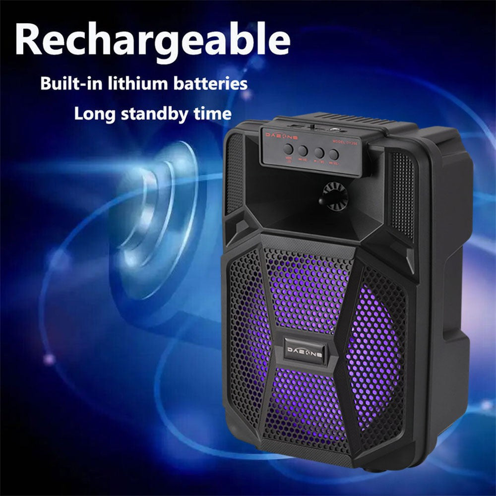 Caixa de Som Portátil Sem Fio Bluetooth 1000W Grande Luz LED Estéreo para Festa FM Karaokê Subwoofer 8 polegadas com Microfone e Controle Remoto