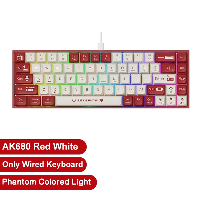 AJAZZ AK680 Teclado Mecânico para Jogos Tecla ABS 68 Teclas Teclado Bluetooth Sem Fio com Fio Troca a Quente Gasket Personalizado para Pc Laptop