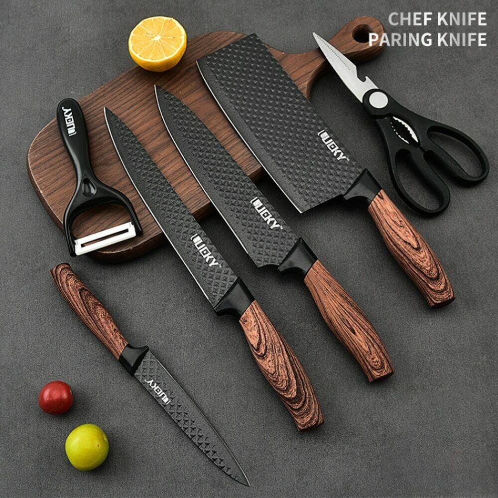 Conjunto de Facas de Cozinha MDHAND Faca de Aço Inoxidável, Conjunto de Utensílios de Cozinha de 6 Peças, Faca de Frutas, Ferramentas Essenciais de Culinária para Restaurantes
