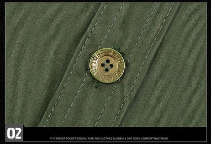 Men's Streetwear Casual Button Down Military Cargo Shirt Short Sleeve Cotton Dress Shirts For Hiking Fishing Golf Polos Shirts