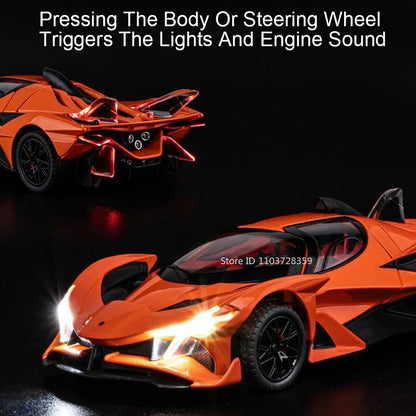 1:24 Apollo EVO Miniatura Carro Esportivo de Brinquedo Liga Fundido Som Luz Portas Abertas Fricção Supercarro Presentes para Crianças