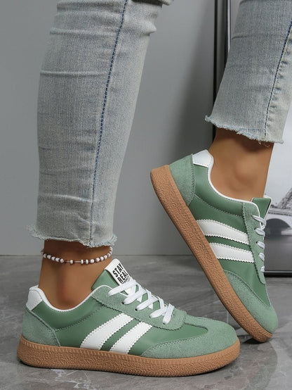 Lightweight Comfortable Sneakers for Women Fashion Striped Lace Up Sports Shoes Woman Casual Breathable Green Sneakers Plus Size