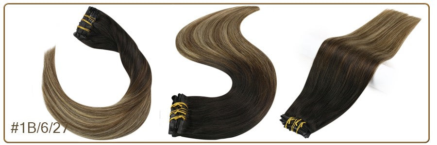 Full Shine PU Clip Hair Extensions Cabelo Humano Remy 100g Extensões Invisíveis Sem Costura de Cabelo Humano Clip-In Cor Balayage Loiro