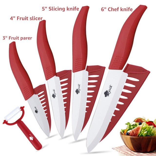 Ceramic Knives Set for Kitchen 3 4 5 6inch Chef Knife Anti-slip Handle Rustproof Blade Fruit Vegetable Slicer Paring Cook Cutter