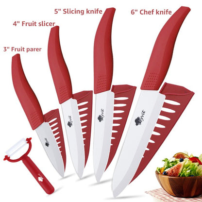 Ceramic Knives Set for Kitchen 3 4 5 6inch Chef Knife Anti-slip Handle Rustproof Blade Fruit Vegetable Slicer Paring Cook Cutter