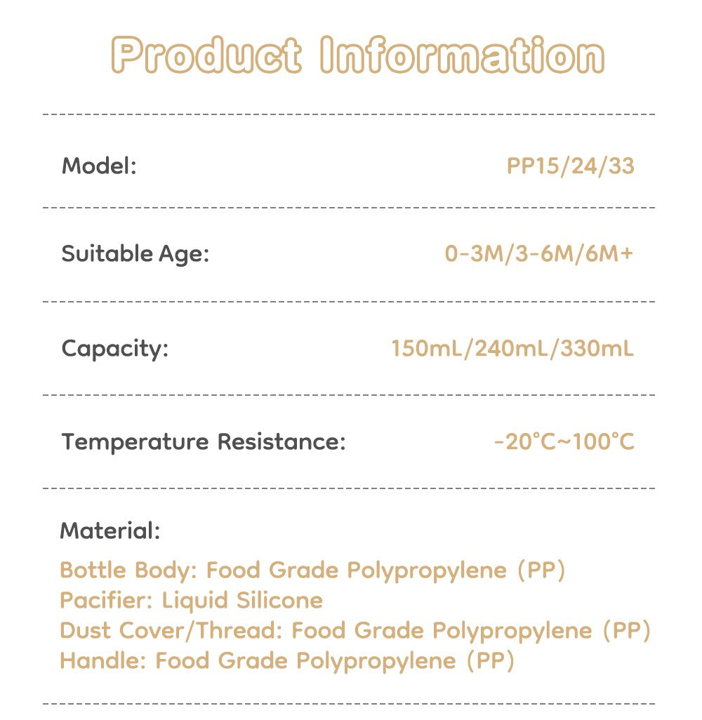 150/240/330ML Baby PP Bottle Newborn Baby Bottle with Handle Milk BottleFeeding  Baby Bottles Newborn Feeding Supplies