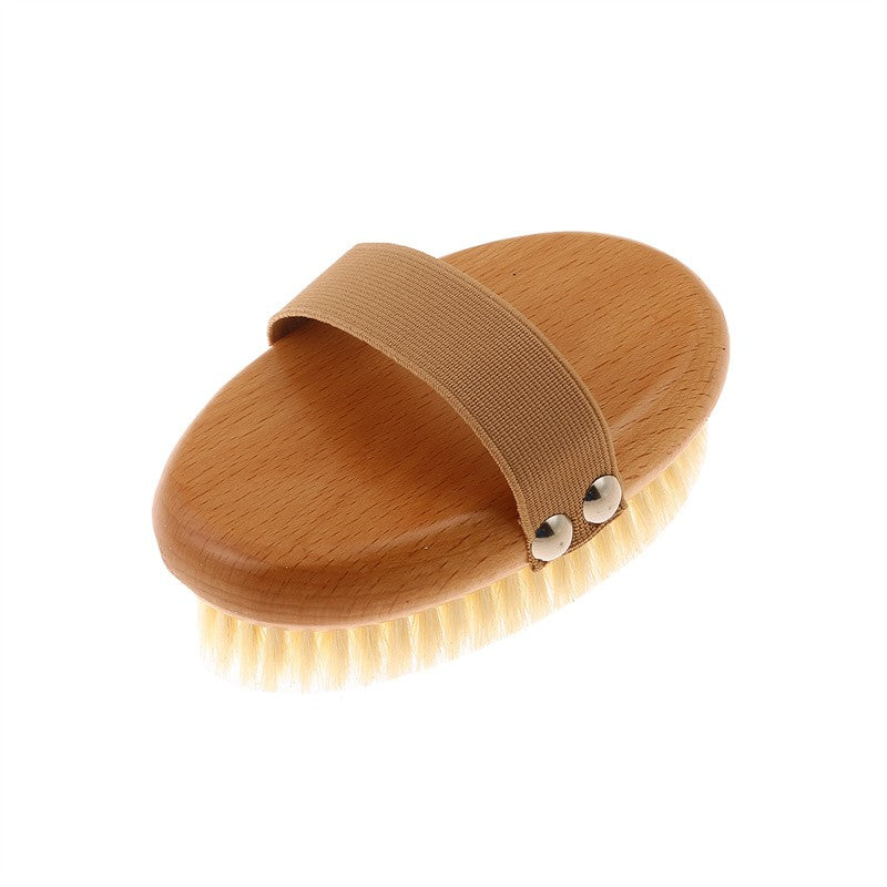 Wet Dry Skin Body Brush Natural Pig Bristles Dry Skin Exfoliating Body Massage Cleaning SPA Tool For Cellulite Lymphatic Drainag