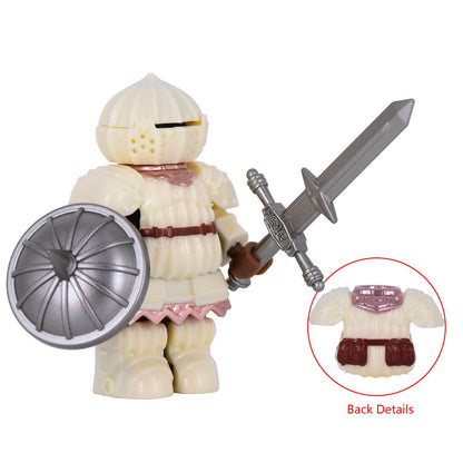Miniatura de Cavaleiro da Cebola Medieval com Armadura Detalhada de Cavaleiro Negro e Blocos de Montar de Escudo Intercambiável