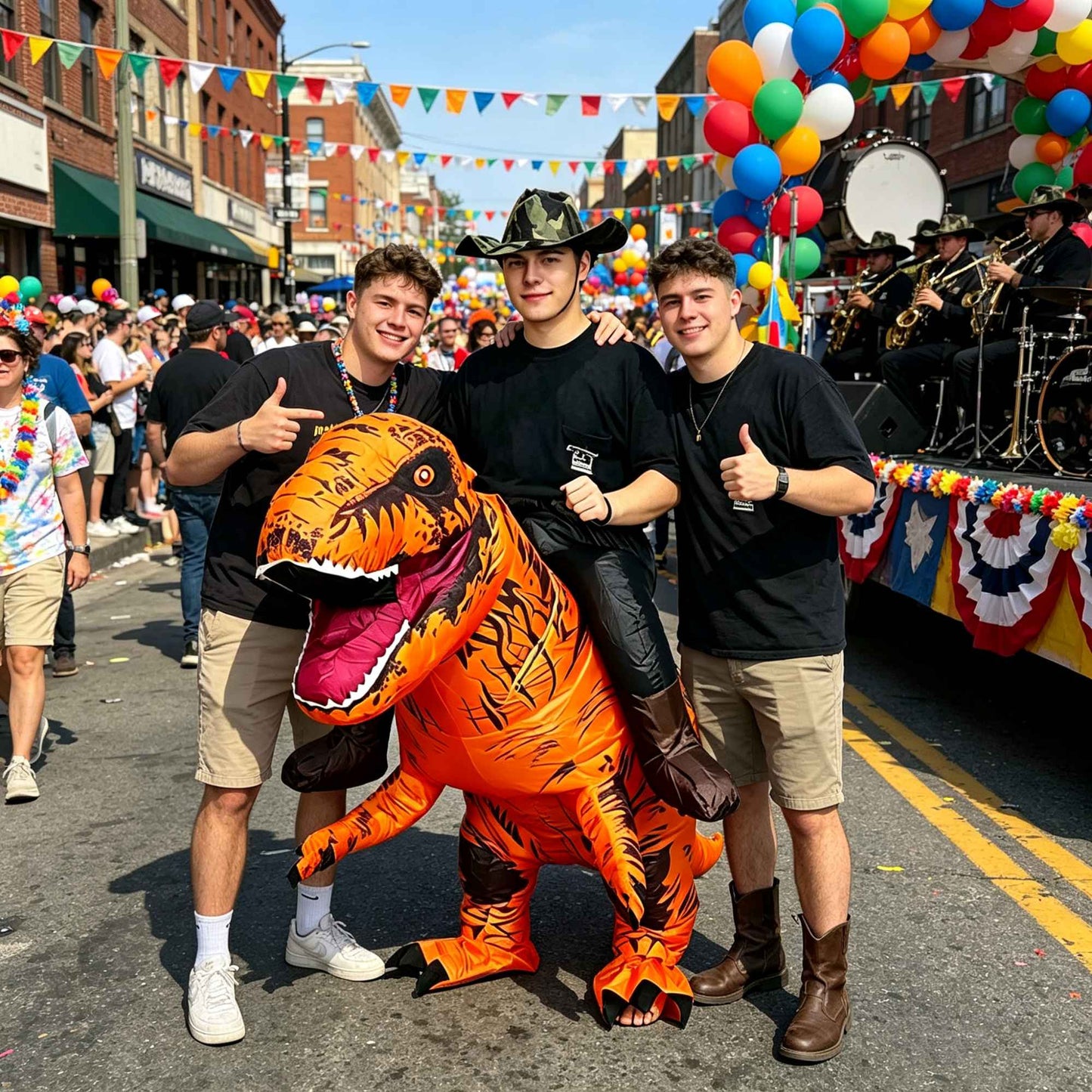 Ride on Tyrannosaurus Rex Inflatable Dinosaur Costume Adult Male Female Cosplay Halloween Mascot Party Costume