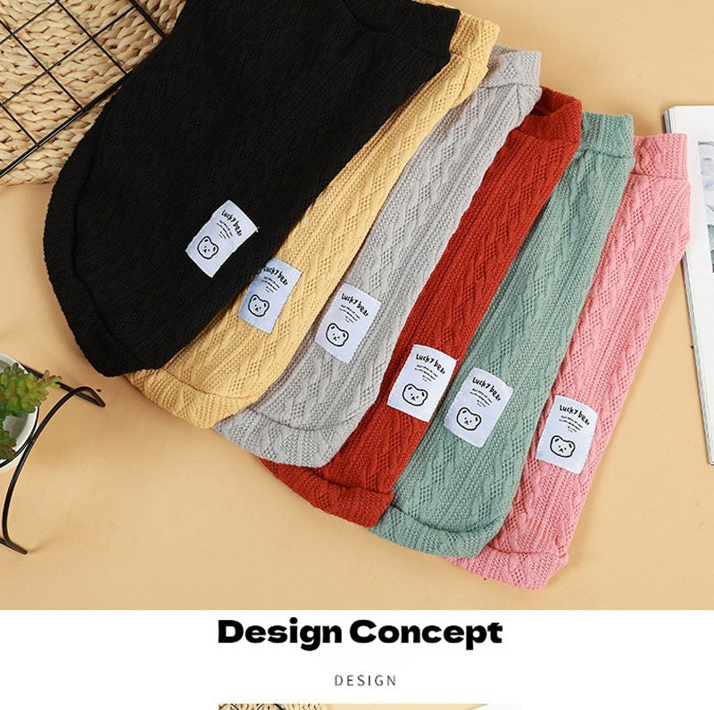 Suéter Clássico de Tricô para Cachorro Filhote Roupa de Inverno Quente para Animais de Estimação Pequenos Cães Gatos Colete Roupas para Animais de Estimação Traje de Bulldog Francês