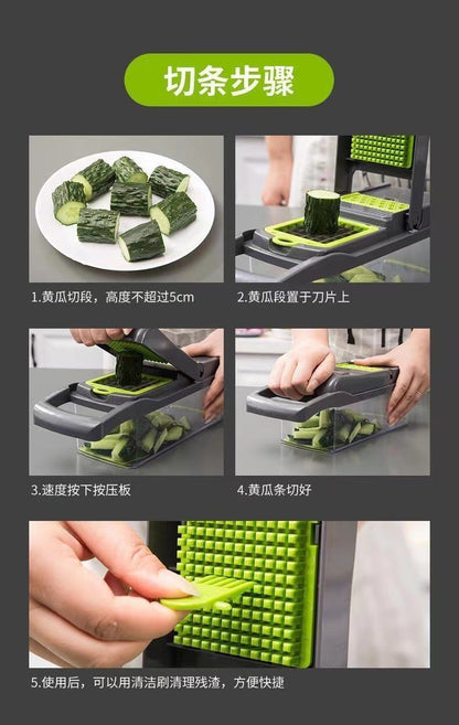 Multi-functional vegetable cutter, kitchen household, potato shreds, shredded and diced, radish grater, slicer