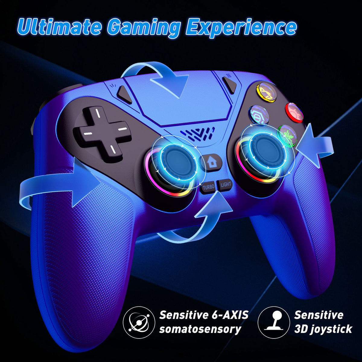 Controller for Playstation 5/PS5/PS5 Pro/Slim/PC,Wireless Gamepads RGB Joystick Turbo/Marco Program Dual Vibrate Game Controle