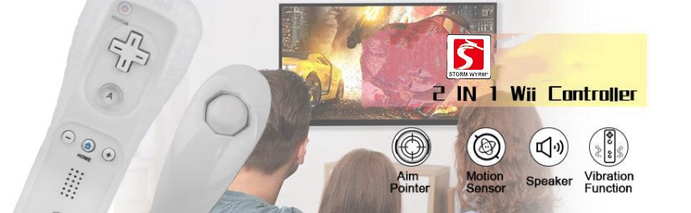 STORM WYRM Controllers Compatible for Wii and Wii U with Built in Motion Plus, Controller with Silicone Case and Wrist WU001