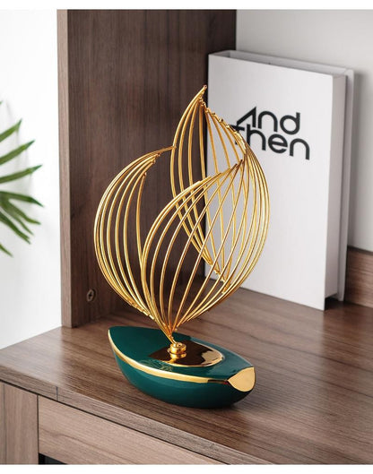 Abstract Ceramic Metal Sculpture Modern Home Decoration Living Room Desktop Office Decoration Accessories Crafts Gift W5315