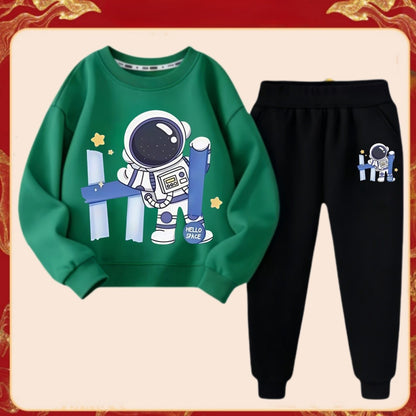Spring Children Boy Clothes Set Kid Girls Letter Printed Sweatshirts Pullover Top And Pants 2 Piece Suit Astronaut Tracksuits