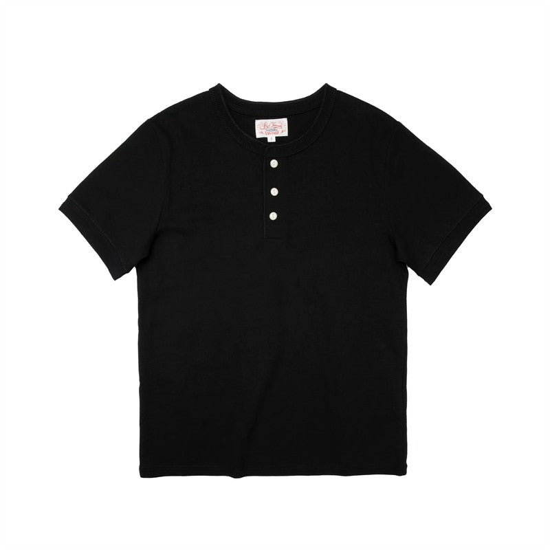 Red Tornado Short Sleeve Henley T-Shirt Heavyweight Cotton Men Every Day Tee Amekaji