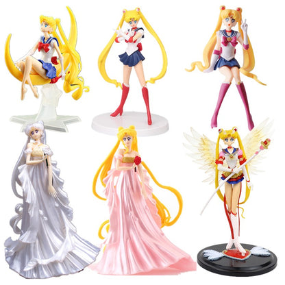 Boneco Sailor Moon Anime Desenho Animado Júpiter Makoto Vênus Minako Tsukino Coelho Boneca Brinquedo Pequena Princesa Decoração de Bolo Enfeites