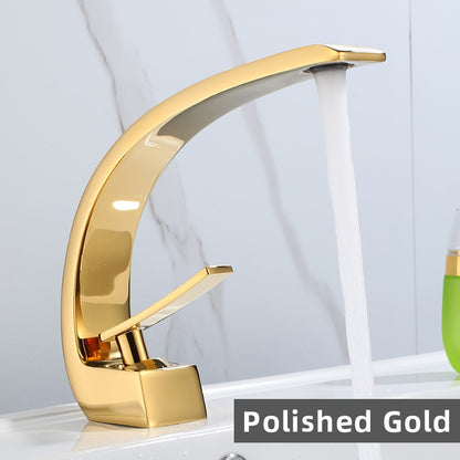 Basin Faucet Modern Bathroom Mixer Tap Black/Gold Wash basin Faucet Single Handle Hot and Cold Waterfall Faucet
