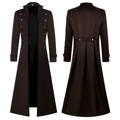 Medieval Men's Pirate Costume Steampunk Vintage Trench Coat Gothic Tuxedo Jacket Victorian Carnival Party Cosplay Jacket Coat