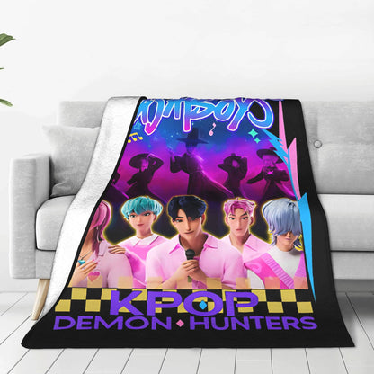 Saja Boys  Kpop Demon Hunters Blanket Fleece Summer   Multifunction Warm Throw Blanket for Bed Couch Bedspreads