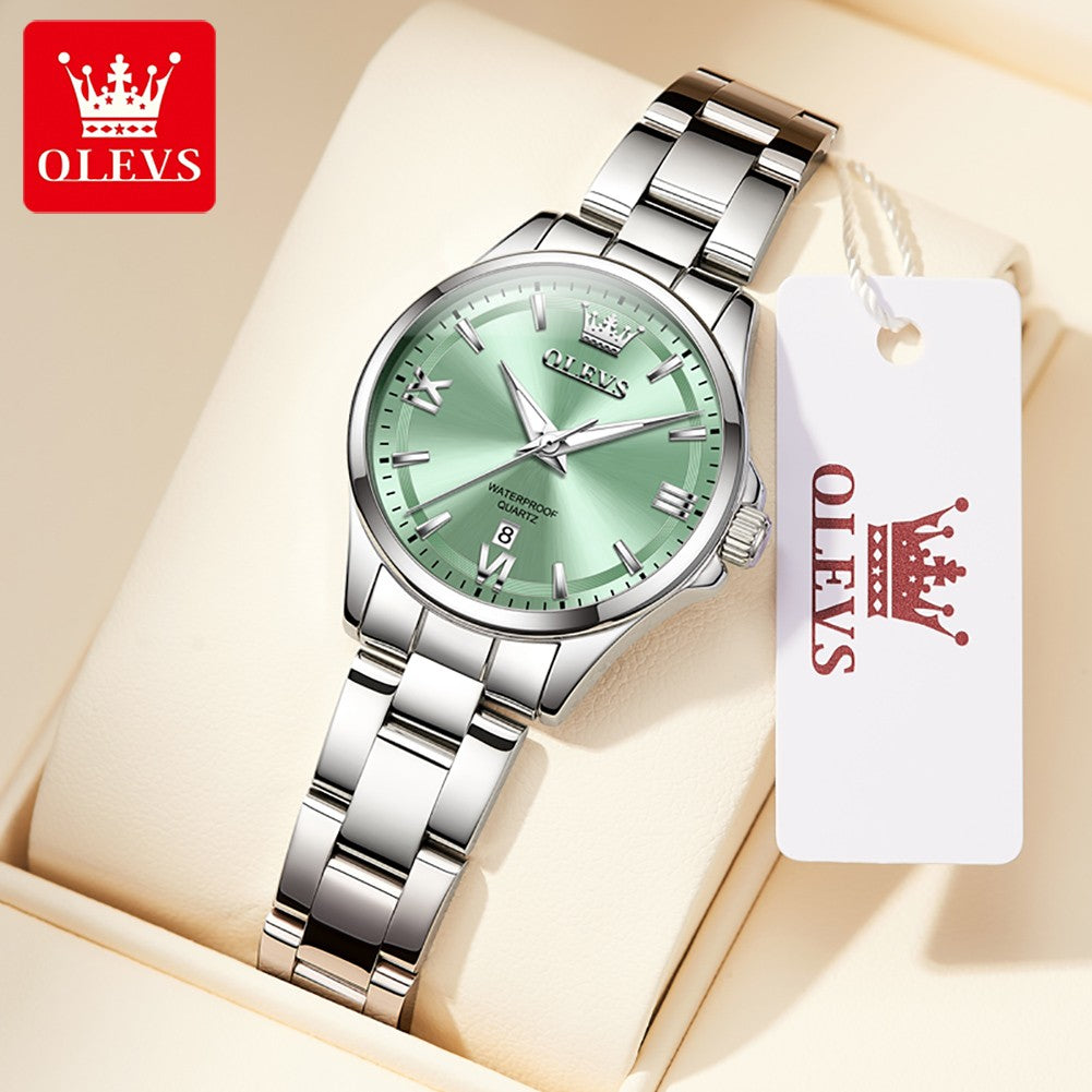 OLEVS Women's Watches Trend Elegant Stainless Steel Original Brand Small Dial Quartz Wristwatch for Lady Waterproof Luminous New