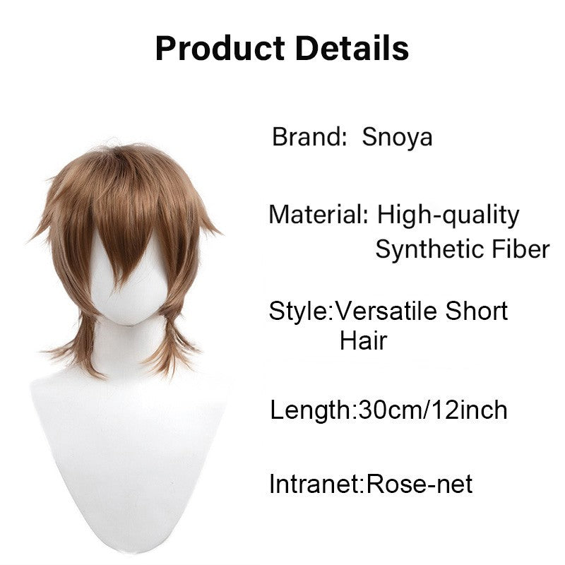 Perucas Curtas Sintéticas Snoya com Franja Corte Pixie Peruca Desfiada para Festa Cosplay para Homens e Mulheres Rosa Vermelho Verde Roxo Estilo Coreano Peruca Masculina