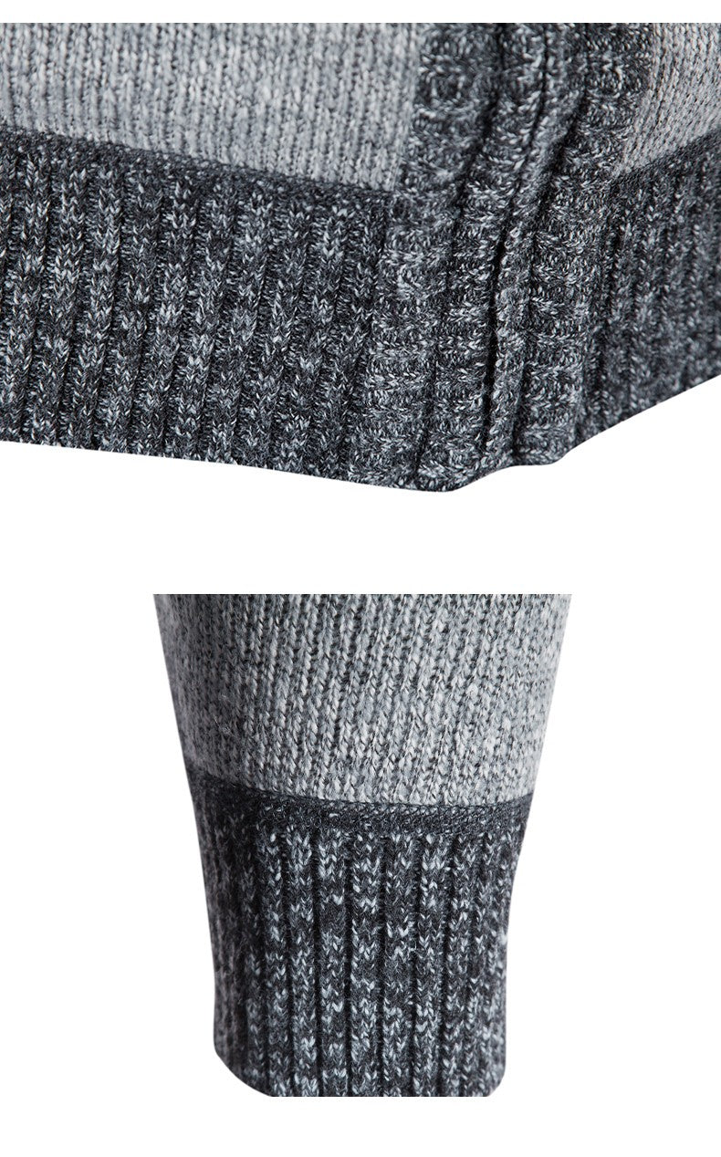 New Winter Men's Patchwork Jacket Knitted Coat Fashion Cardigan Outerwear Long Sleeves Casual Thick Slim Warm Zipper Coats