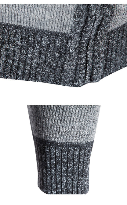 New Winter Men's Patchwork Jacket Knitted Coat Fashion Cardigan Outerwear Long Sleeves Casual Thick Slim Warm Zipper Coats