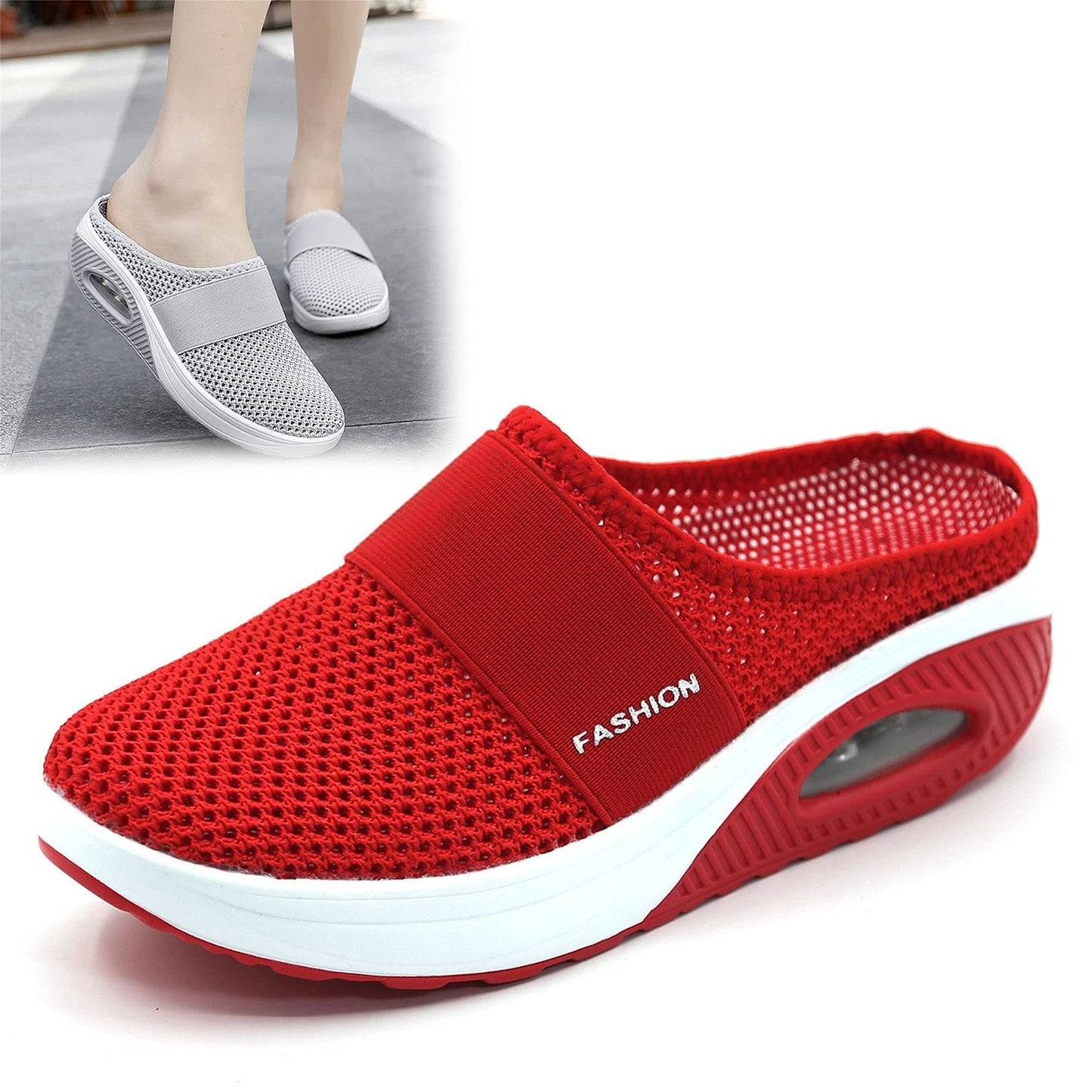 Slip-On Women'S Walking Sandals,Breathable Mesh Casual Shoes Breathable With Arch Support Knit Shoes Thickened Soft Sole