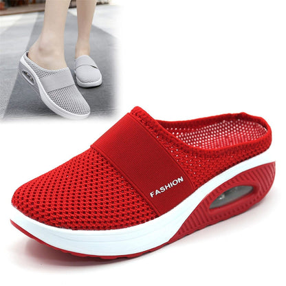 Slip-On Women'S Walking Sandals,Breathable Mesh Casual Shoes Breathable With Arch Support Knit Shoes Thickened Soft Sole