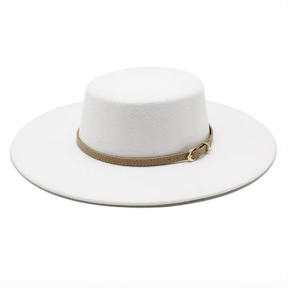 CHAPÉU FEMININO Chapéu Coco Chapéu Fedora Para Mulheres Chapéu Branco Plano Cinto De Luxo Senhoras Chapéu De Casamento Chapéus Fedora Outono Inverno ?????