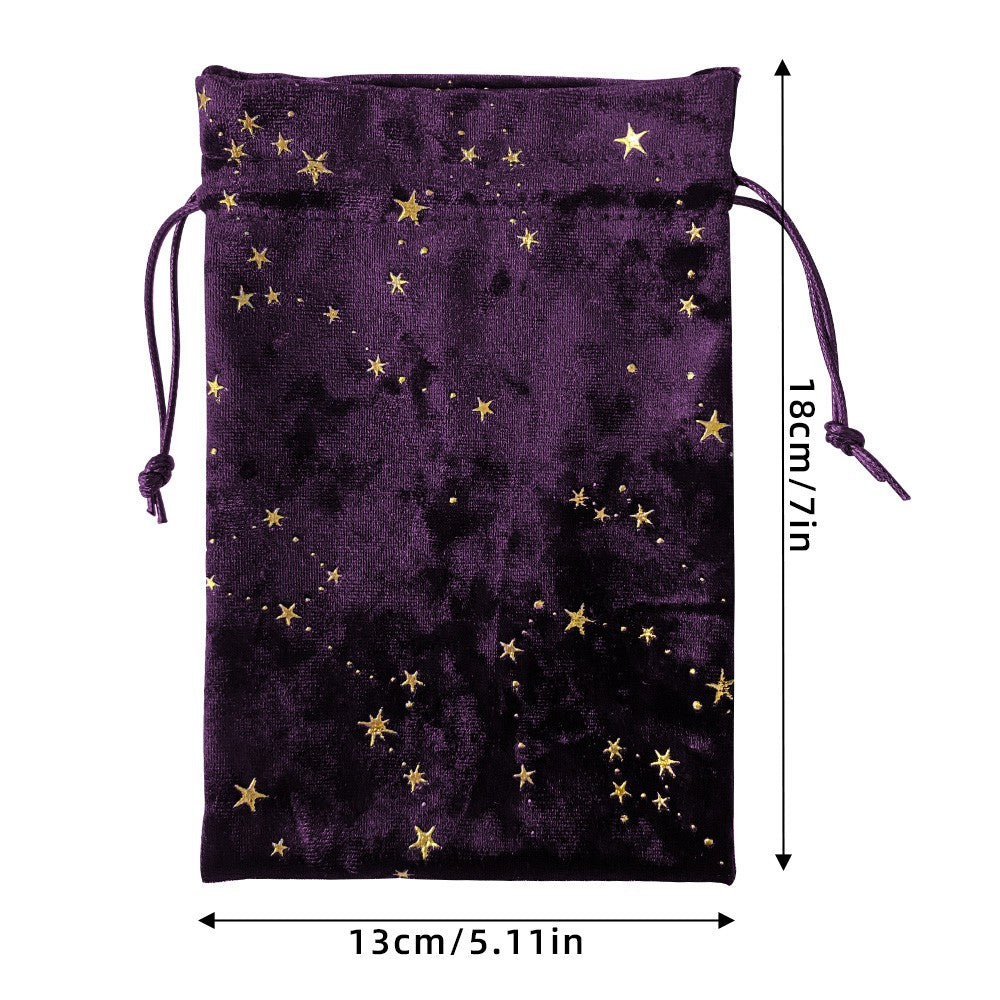 Velvet Tarot Oracle Cards Storage Bag Star Printed Tarot Pouch Rune Dice Crystal Jewelry Bag Multiple Use Pouch for Home Storage