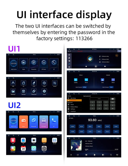BQCC 10.26" IPS Polegadas Sem fio e com fio Carplay Android Auto Carro MP5 Player Saída de áudio Mirrorlink Rádio BT Automotivo Para Universal
