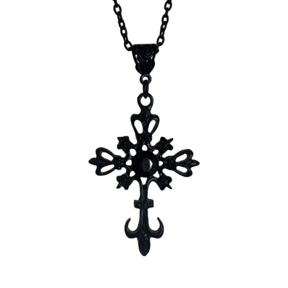 Gothic Cross Necklace For Women Men Punk Hollow Flower Cross Charms Choker Chain Vampires Pendant Jewelry Party Accessories Gift