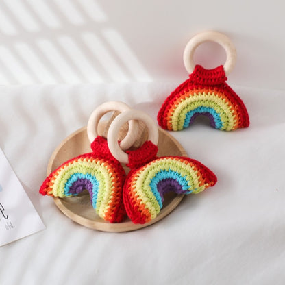 Baby Crochet Lemon Rattle Toys Wooden Bracelet Fruit Musical Rattle Teether Toys Handbell Newborn Soothing Oral Nursing Bite Toy