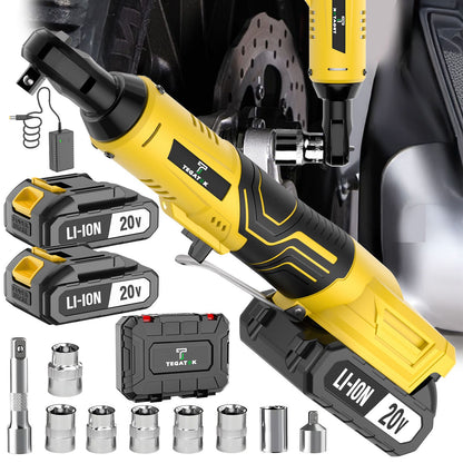 Chave de fenda elétrica sem fio 20V com catraca de ângulo reto 3/8 polegadas para desmontagem de porcas, reparo automotivo com bateria