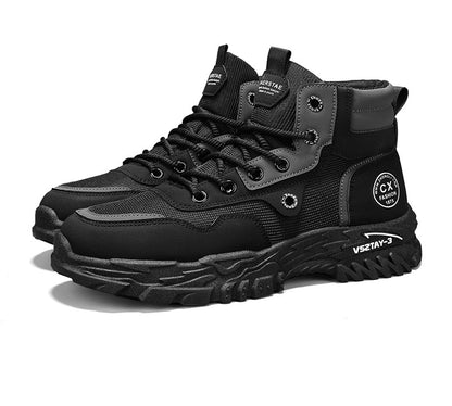 Botas de trabalho masculinas de inverno com cadarço, sapatos masculinos quentes de segurança, plataforma, tamanho 44, promoção, designer, antiderrapante, moda