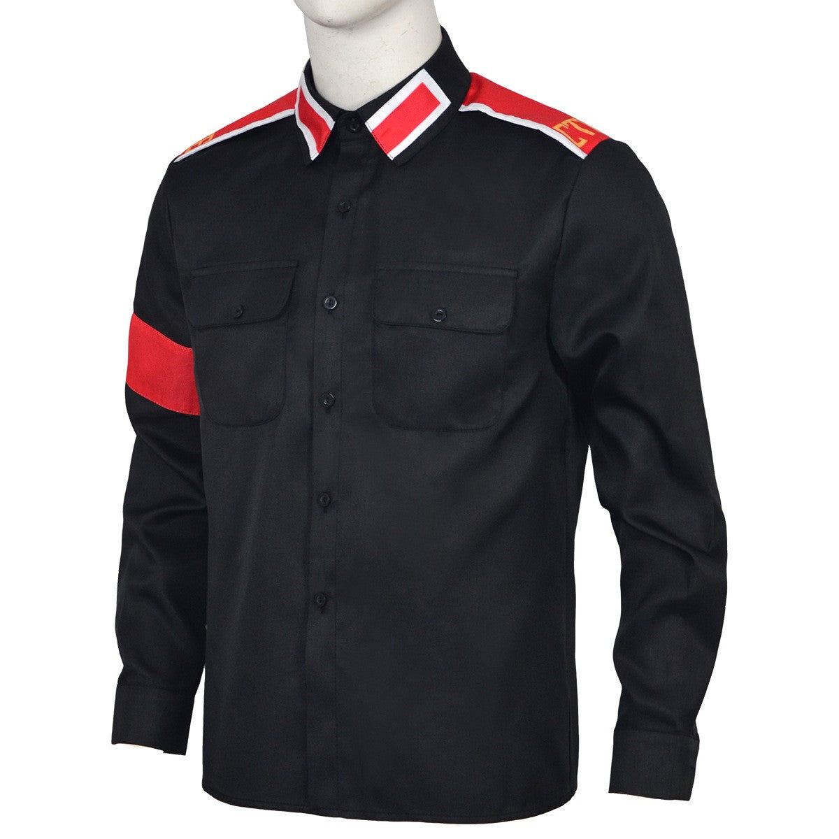 Michael Jackson Impersonator RetroCTEAntiWar Patch EmbroideredShirt Men's Military Style Long SleeveButtonDown Shirt Collectible