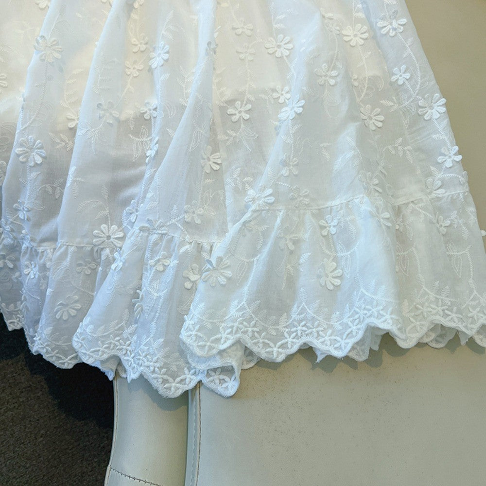 Casual sweet High Waist Chic floral lace Ruched loose Skirts Korean Fashion Office Lady Basics  Plus Size Clothing