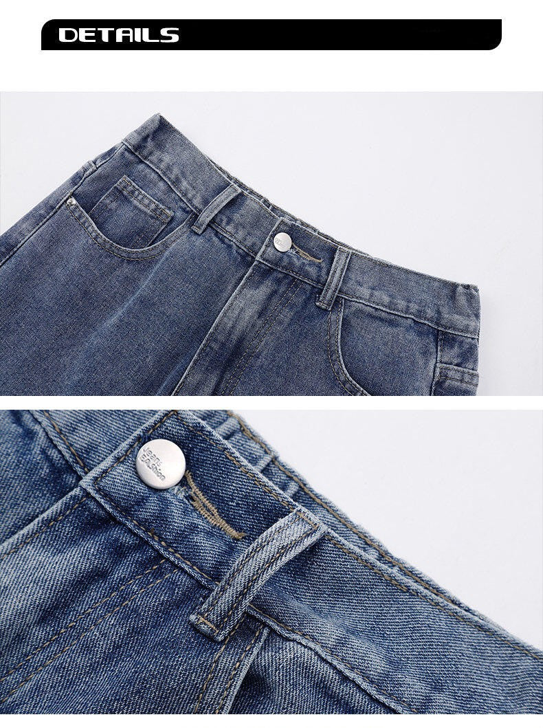 2025 Calças Jeans Casuais Masculinas Coreanas Novas Retas Longas Perna Larga Jeans Cor Sólida Azul Claro Cinza Preto